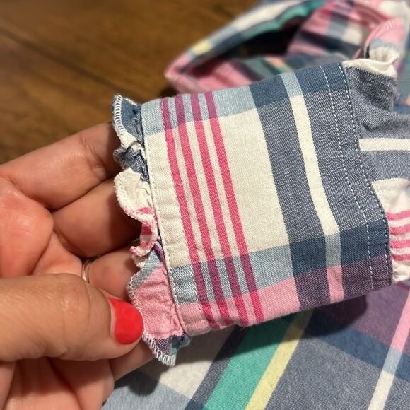 09 Apparel Girl's Western Pearl Snap Button Up Shirt Long Sleeve Ruffle Sz Large - Picture 7 of 8